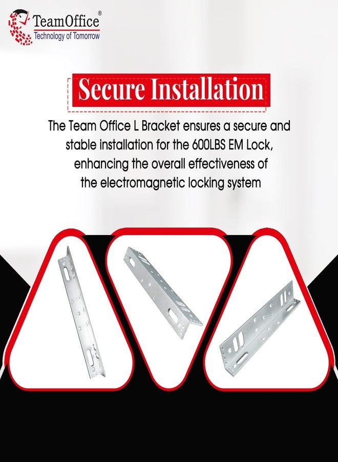 Team Office L Bracket for 600 LBS EM Lock - Aluminum Mounting Bracket for Electromagnetic Door Lock, Compatible with Access Control Systems - Image 5